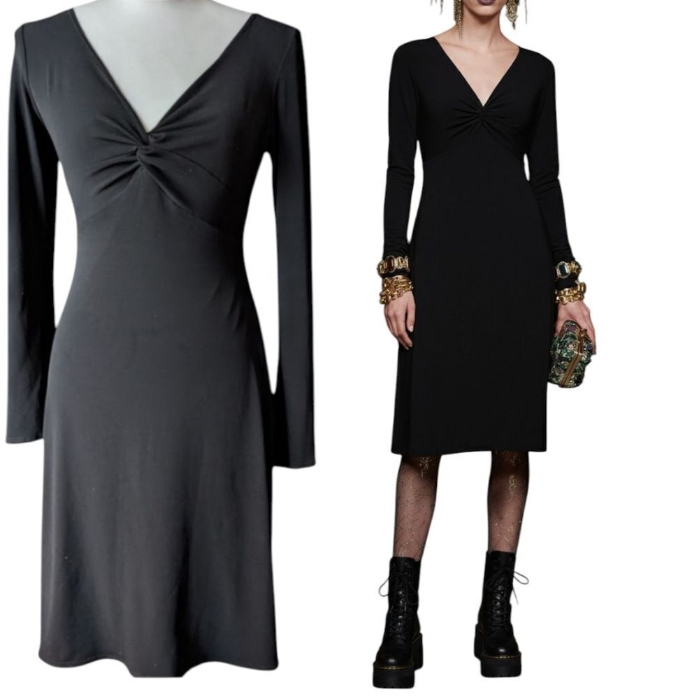 Laundry by Shelli Segal Black Classic Elegant Lbd dress midi Empire Waist Small